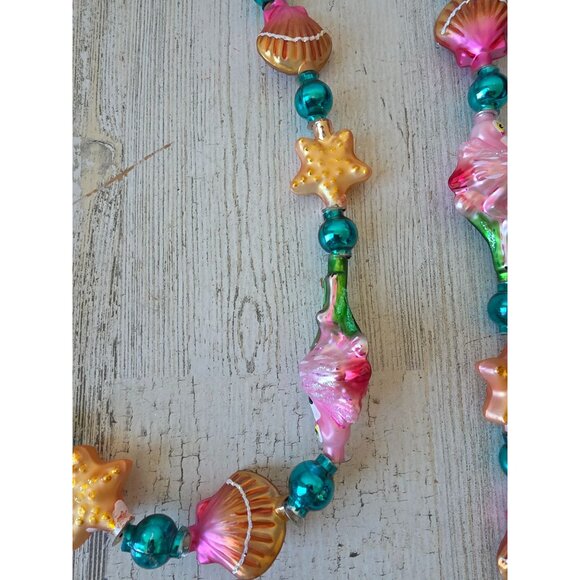 Radko flamingo shell keys Garland RARE vintage Glass Pink glitter gold Xmas tree - Picture 12 of 13